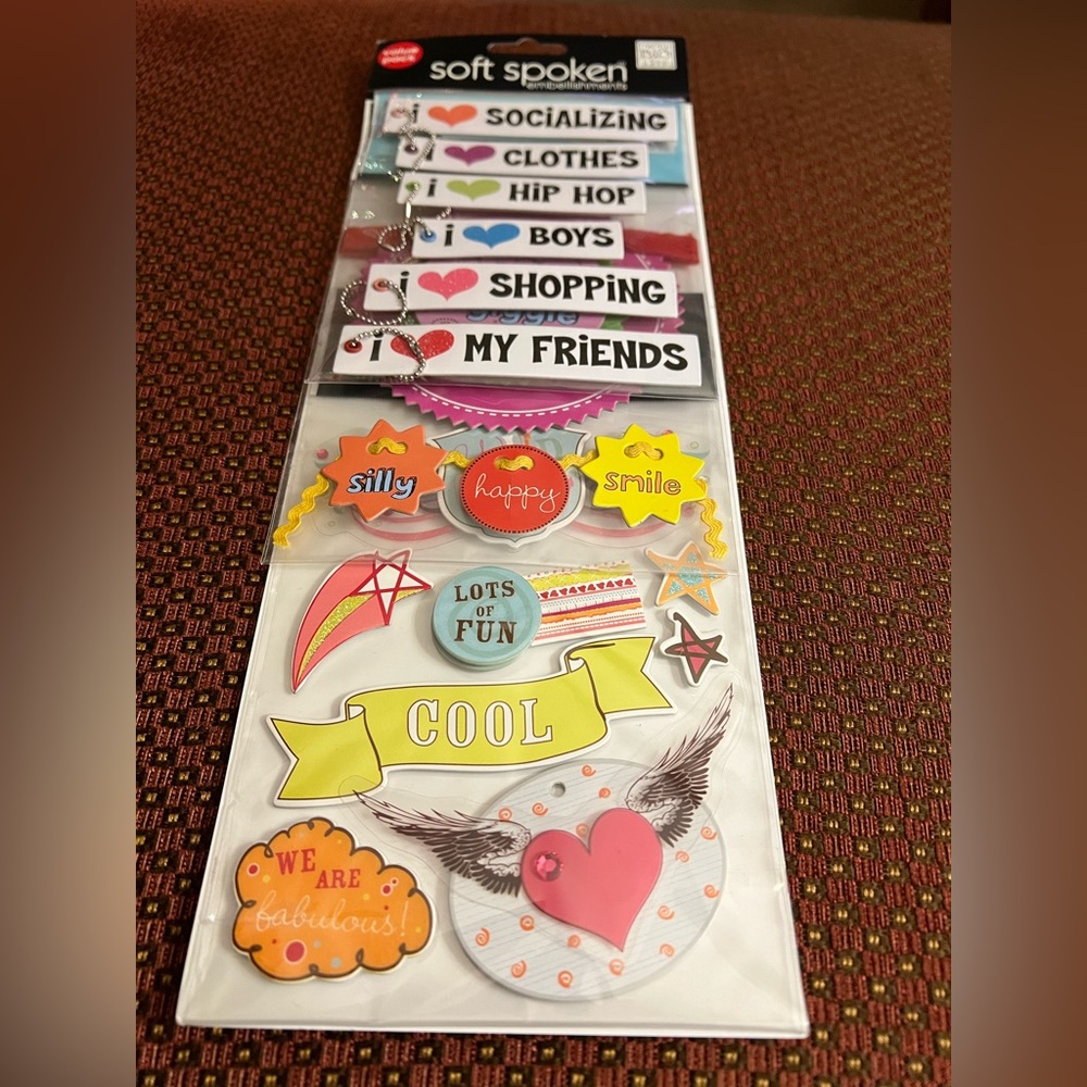 Soft Spoken Phrases and Words Assorted Scrapbook Stickers